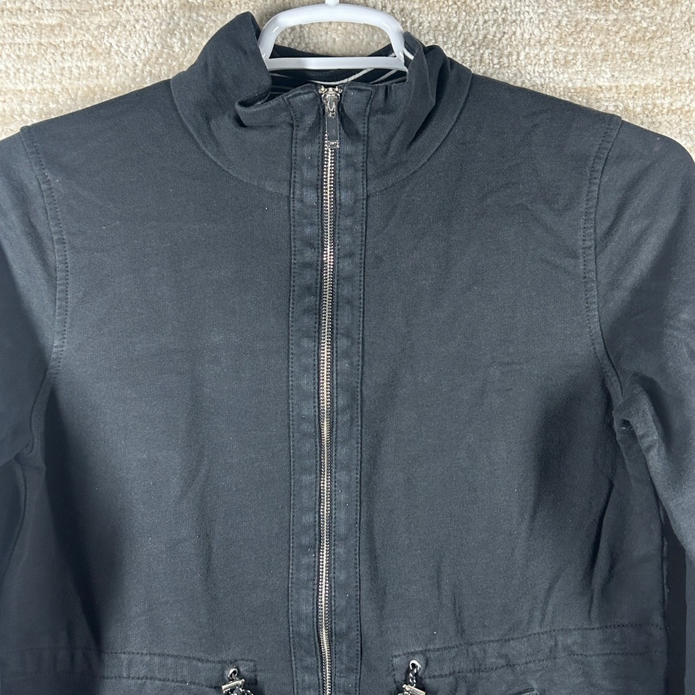 Jones New York Womens Quiet Luxury Utility Zip Up Jacket Black Medium Gorpcore